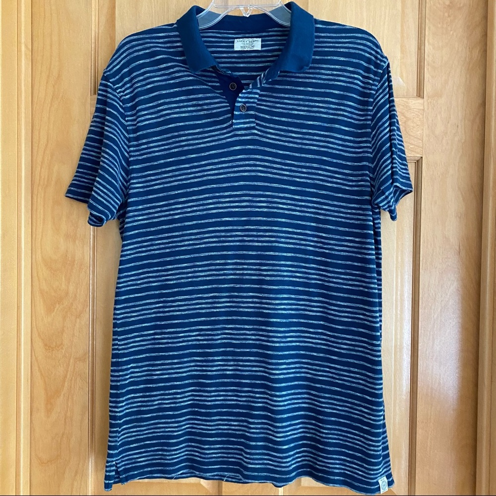 Lucky Brand Blue/White Striped Polo - Medium